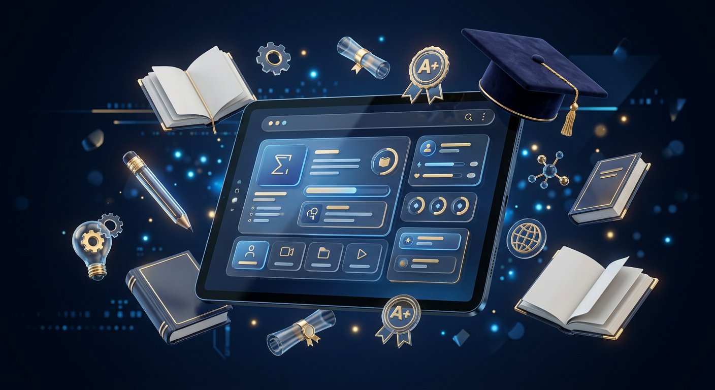 E-learning platform in 3D render