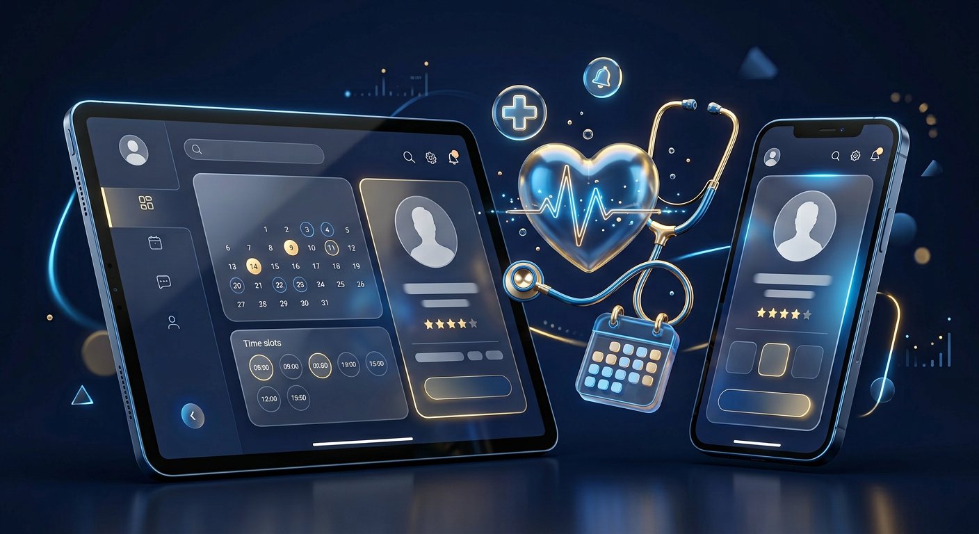 Clinic appointment app in 3D render