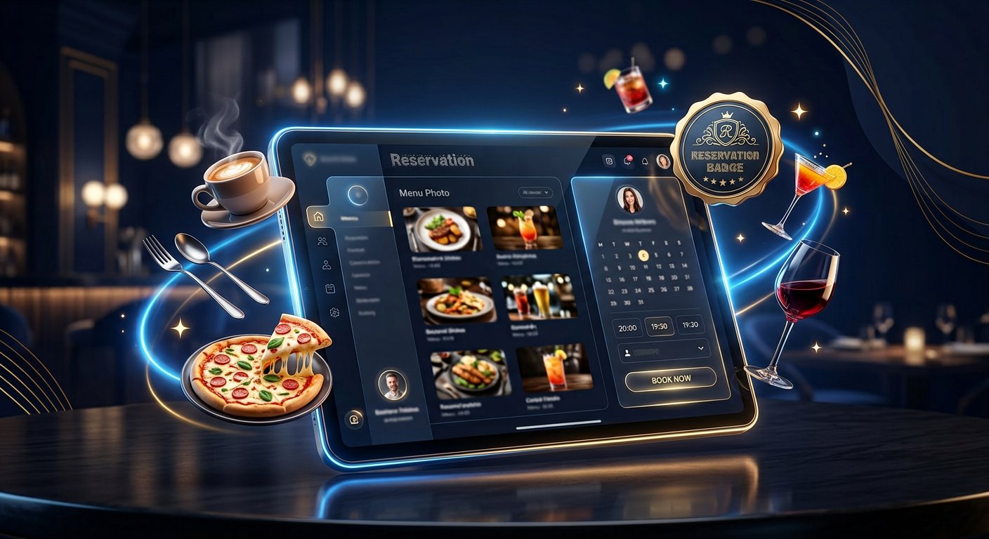 Restaurant booking platform in 3D render