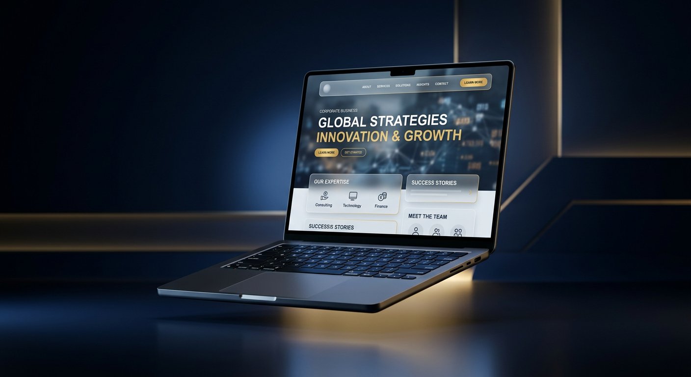 Business website design in 3D render